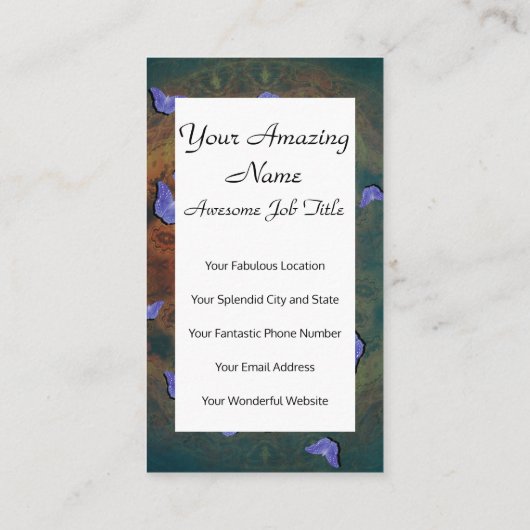 紫色の蝶、神秘的な曼荼羅 名刺 (裏面)