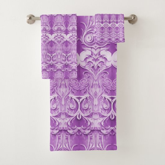 紫色の装飾タオルセット バスタオルセット (インサイチュ)