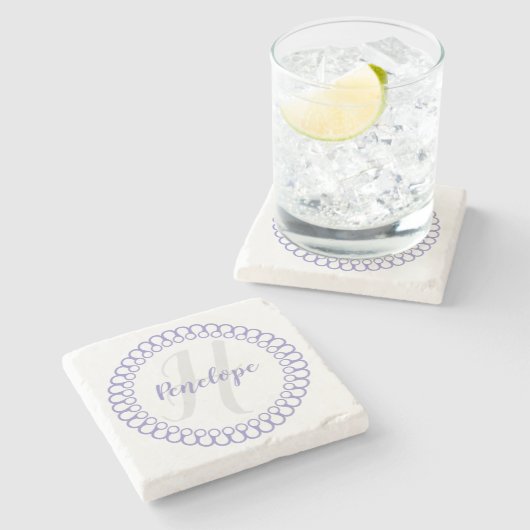 紫色の装飾円モノグラムコースター ストーンコースター (横)