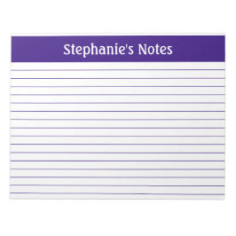紫色の裏地11 x 8.5横パーソナライズされた面 ノートパッド