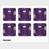 紫色の製品ラベルハワイの花葉のロゴ スクエアシール (シート)