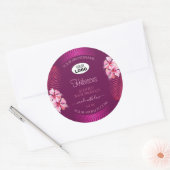 紫色の製品ラベルPink Hawaii Flowers Add Logo ラウンドシール (封筒)