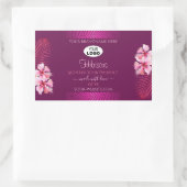 紫色の製品ラベルPink Hawaii Flowers Add Logo 長方形シール (バッグ)