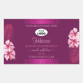 紫色の製品ラベルPink Hawaii Flowers Add Logo 長方形シール (正面)