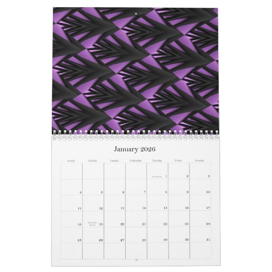 紫色の視野 カレンダー (1月 2026)