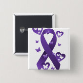 紫色の認識度のリボン 缶バッジ (正面&裏面)