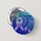 紫色の認識度のリボン 缶バッジ (正面&裏面)