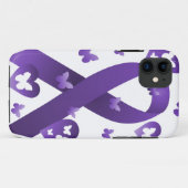 紫色の認識度のリボン Case-Mate iPhoneケース (裏面(横))