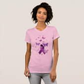 紫色の認識度のリボン Tシャツ (正面フル)
