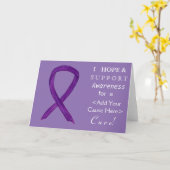紫色の認識度カスタムリボンの原因ノートカード カード (黄色い花)