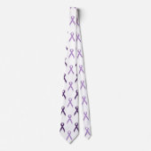 紫色の認識度リボン模様アルツハイマー ネクタイ (正面)