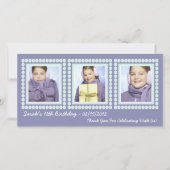 紫色の誕生日の女の子は写真カード感謝していしています サンキューカード (正面)