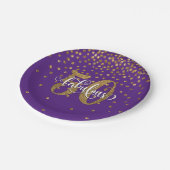 紫色の誕生日の金ゴールドのグリッター50及びすばらしい ペーパープレート (アングル)