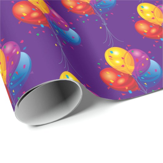 紫色の誕生日バルーンブーケ ラッピングペーパー (ロールコーナー)
