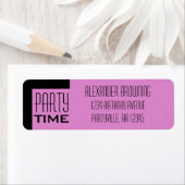 紫色の誕生日パーティータイムジオメトリック住所 シール (インサイチュ)