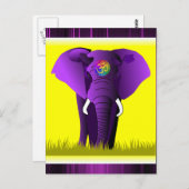 紫色の象のはがき ポストカード (正面/裏面)