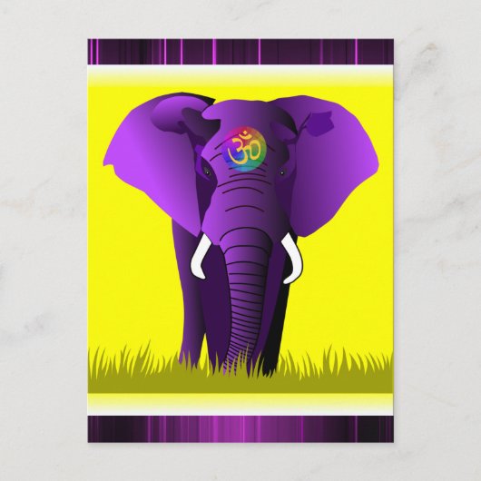 紫色の象のはがき ポストカード (正面)