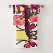 紫色の象のフローラバスルームのタオルセット バスタオルセット (インサイチュ)