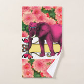 紫色の象のフローラバスルームのタオルセット バスタオルセット (ハンドタオル)