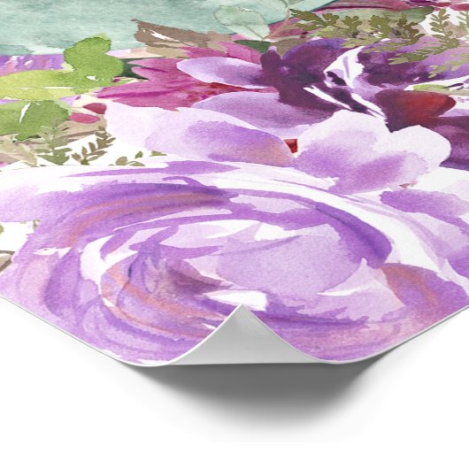 紫色の象の女の子のフローラの赤ちゃんシャワーへようこそ ポスター (角)