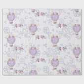 紫色の象の贈り物の包装紙、赤ちゃんシャワー ラッピングペーパー (フラット)