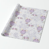 紫色の象の贈り物の包装紙、赤ちゃんシャワー ラッピングペーパー (アンロールド)