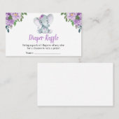 紫色の象の赤ちゃんシャワーおむつラッフル 名刺 (正面/裏面)