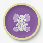 紫色の象の赤ちゃんシャワー ペーパープレート (正面)