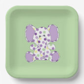 紫色の象の赤ちゃんシャワー ペーパープレート (正面)