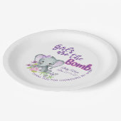 紫色の象の赤パーソナライズされたちゃんシャワープレート ペーパープレート (アングル)