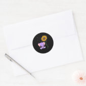 紫色の象ひまわりの花のために覚える ラウンドシール (封筒)