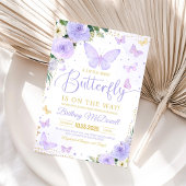 紫色の象フローラ花赤ちゃんシャワー 招待状