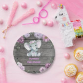 紫色の象プレート4赤ちゃんシャワー、誕生日 ペーパープレート (パーティー)