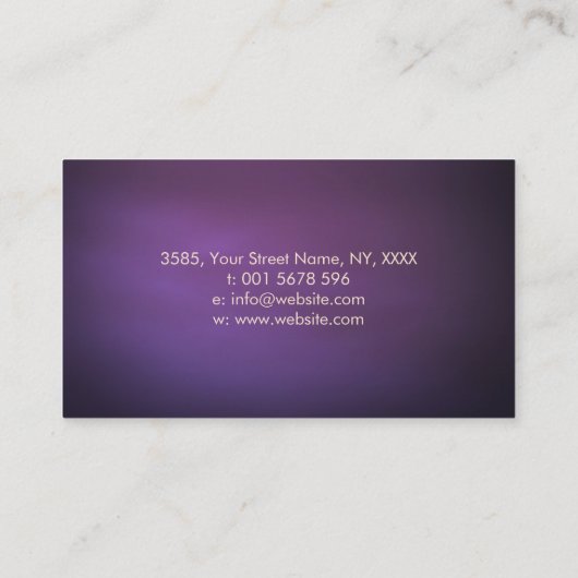 紫色の贅沢なアメジストそして金ゴールドのはす 名刺 (裏面)