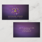 紫色の贅沢なアメジストそして金ゴールドのはす 名刺 (正面/裏面)