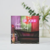 紫色の赤いカクテルガールズ21st誕生日パーティー 招待状 (スタンド正面)