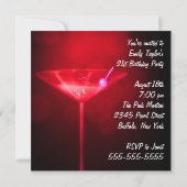 紫色の赤いカクテルガールズ21st誕生日パーティー 招待状 (裏面)