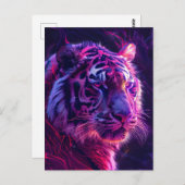 紫色の赤いネオンタイガー宇宙の輝き ポストカード (正面/裏面)