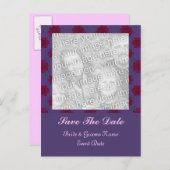 紫色の赤いフローラ日付の保存 案内ポストカード (正面/裏面)