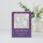 紫色の赤いフローラ日付の保存 案内ポストカード (スタンド正面)