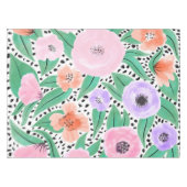 紫色の赤いフローラ水玉模様水の色パターン テーブルクロス (正面(横))