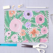 紫色の赤いフローラ水玉模様水の色パターン 薄葉紙 (クラフト)