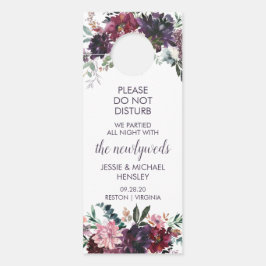 紫色の赤いメイブピンクの水色の花 ドアノブサイン