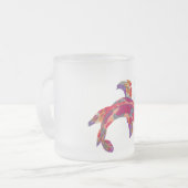 紫色の赤い日没のコイの魚および泡によって曇らされるマグ フロストグラスマグカップ (正面左)