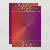 紫色の赤および金ゴールドの休日のパーティの招待状 招待状 (正面/裏面)