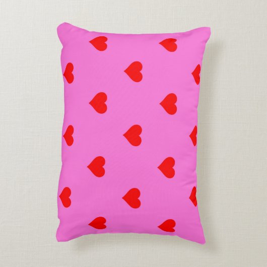 紫色の赤かわいいシンプルハートパターン アクセントクッション (裏面(縦))