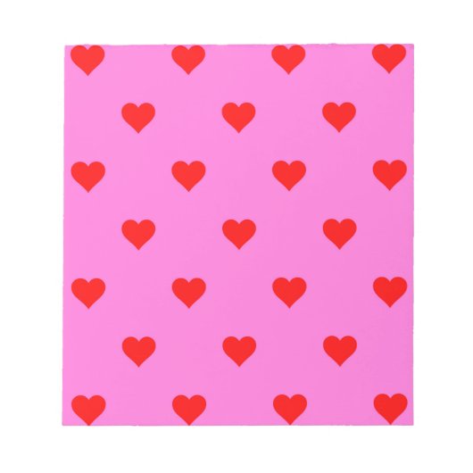 紫色の赤かわいいシンプルハートパターン ノートパッド (正面)