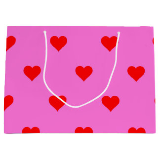 紫色の赤かわいいシンプルハートパターン ラージペーパーバッグ