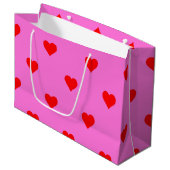 紫色の赤かわいいシンプルハートパターン ラージペーパーバッグ (正面アングル)