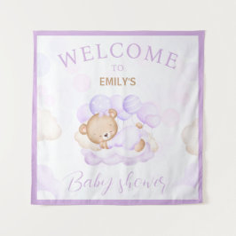 紫色の赤ちゃんシャワー歓迎のサインを待つことができる タペストリー